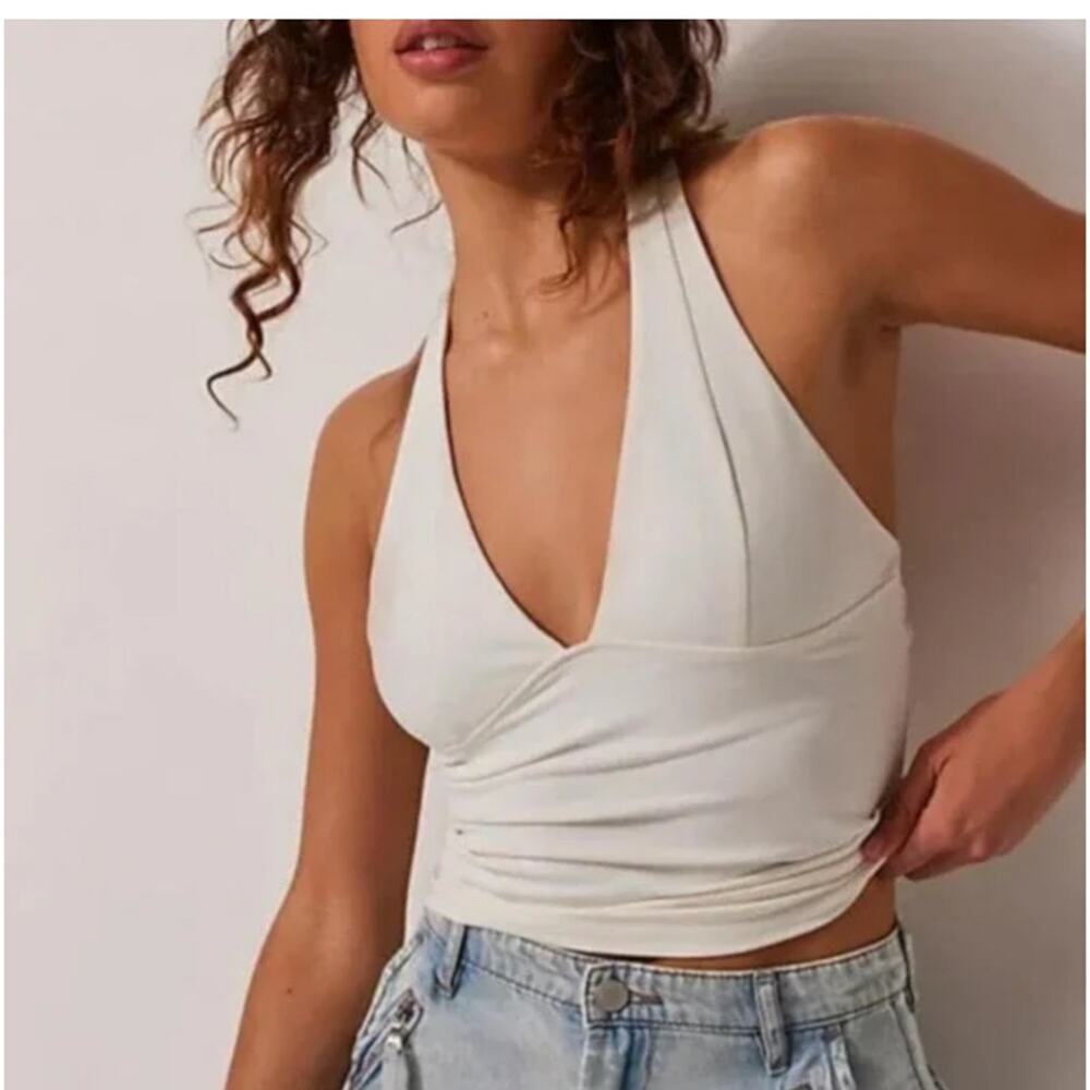 Free People Intimately FP NWT "Have It All" WHITE Halter Cami Top BASE LAYER M
